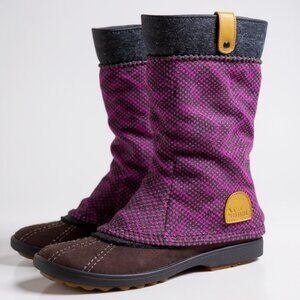 UNIQUE WEAVE & SUEDE SOREL BOOTS, 8, CLASSIC, BOHO DESIGN, SLIPPER BOOTS